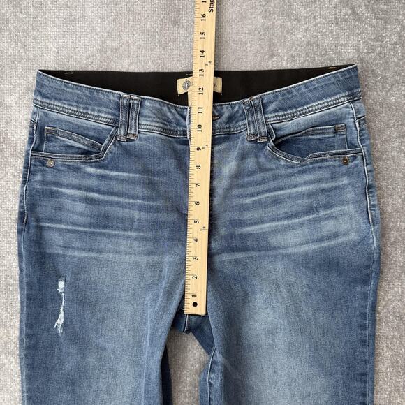 Democracy Jeans Womens 16 Blue Ab Technology Straight Leg Raw Hem Stretch Denim - Picture 7 of 11